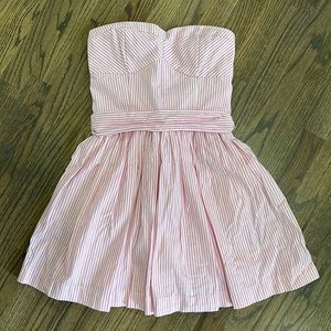 Abercrombie & Fitch pink and white stripe strapless dress size large